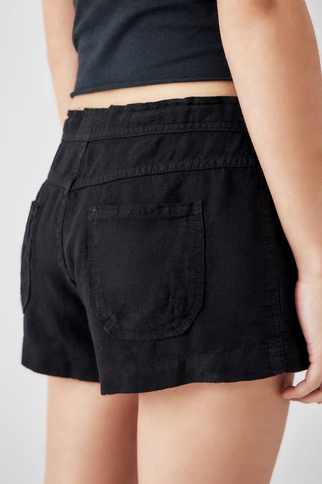 BDG Black Linen Shorts #3