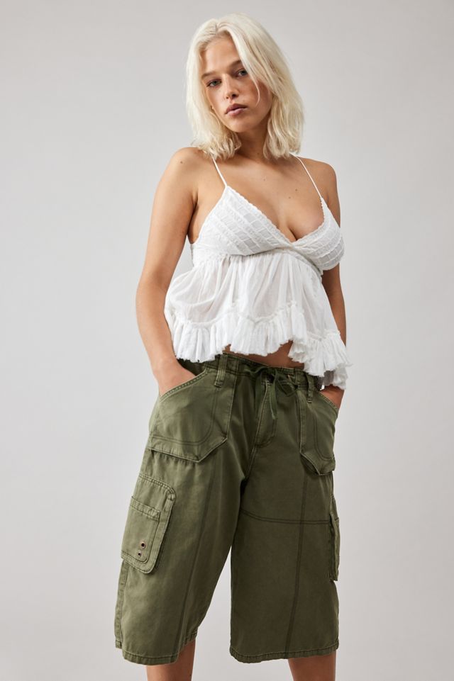 BDG Sasha Khaki Longline Cargo Jorts | Urban Outfitters UK