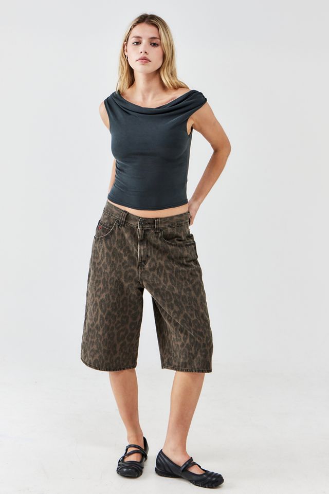 BDG Astrid Longline Leopard Print Jorts #5