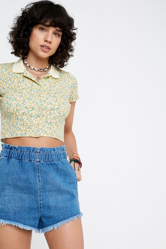 BDG Denim Paperbag High Waisted Shorts #2