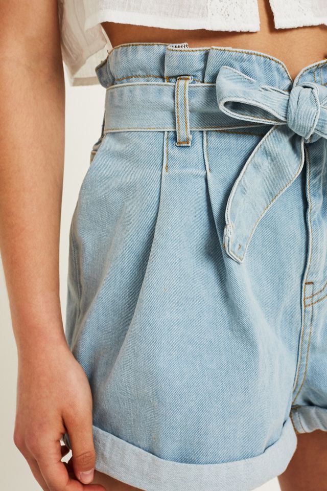 BDG Paperbag Tie Denim Mom Shorts #1