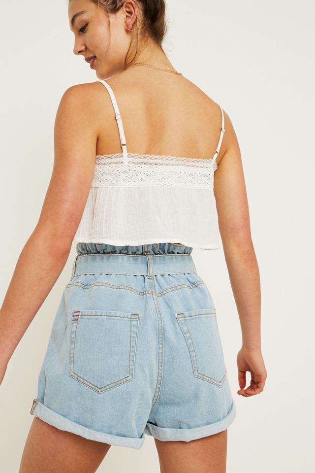 BDG Paperbag Tie Denim Mom Shorts #3