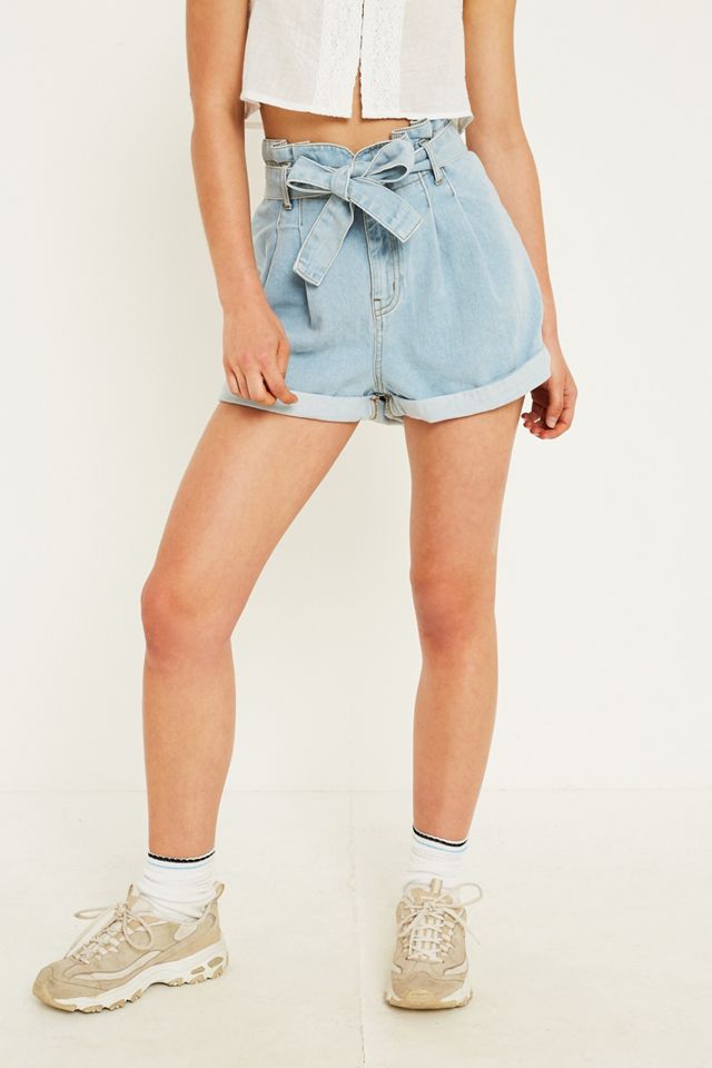BDG Paperbag Tie Denim Mom Shorts #4