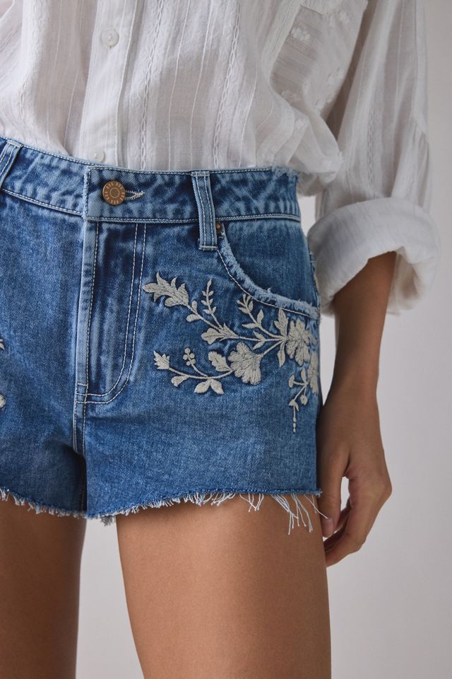 BDG Georgie Embroidered Laser Denim Shorts #2