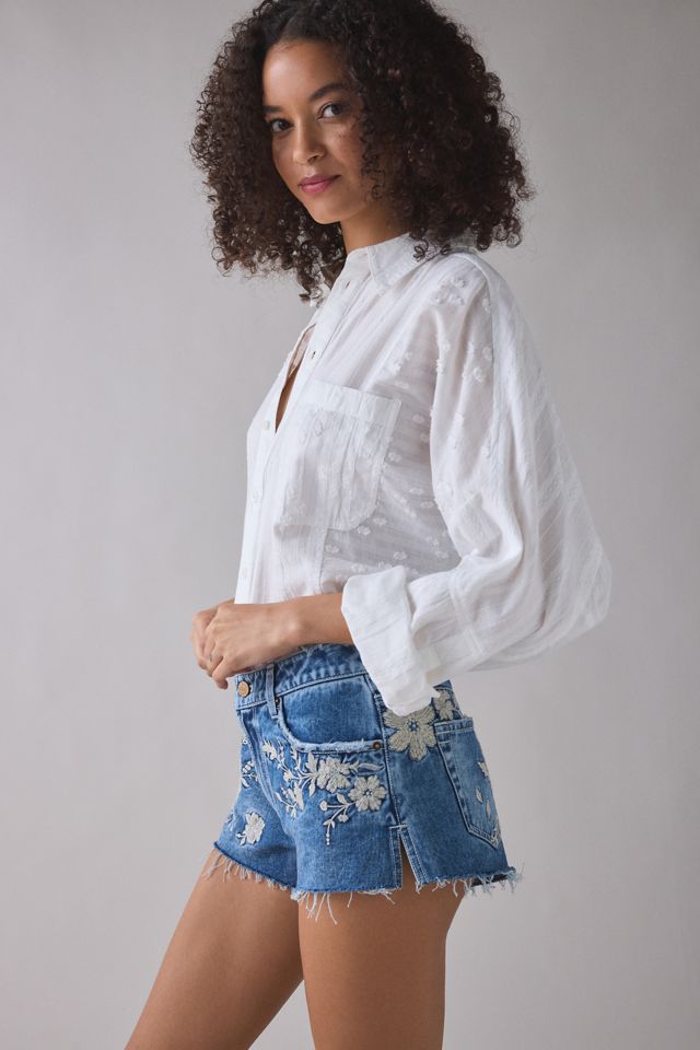 BDG Georgie Embroidered Laser Denim Shorts #3