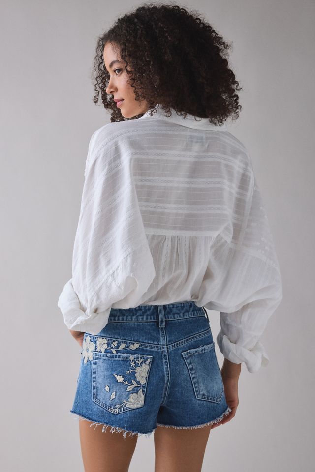 BDG Georgie Embroidered Laser Denim Shorts #4