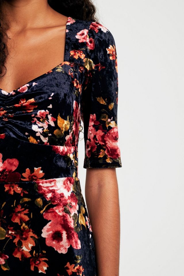 UO Floral Velvet Sweetheart Dress #2