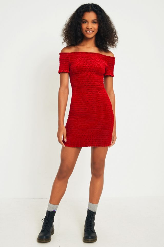 Spille & Aghi Velluto Off-the-Shoulder Bodycon Abito #1