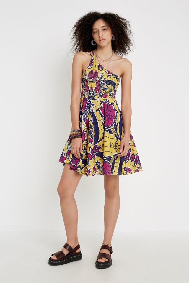 UO Dahlia Asymmetrical Smocked Mini Dress #3