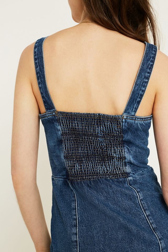 UO Denim Button-Through Pinafore Abito #1