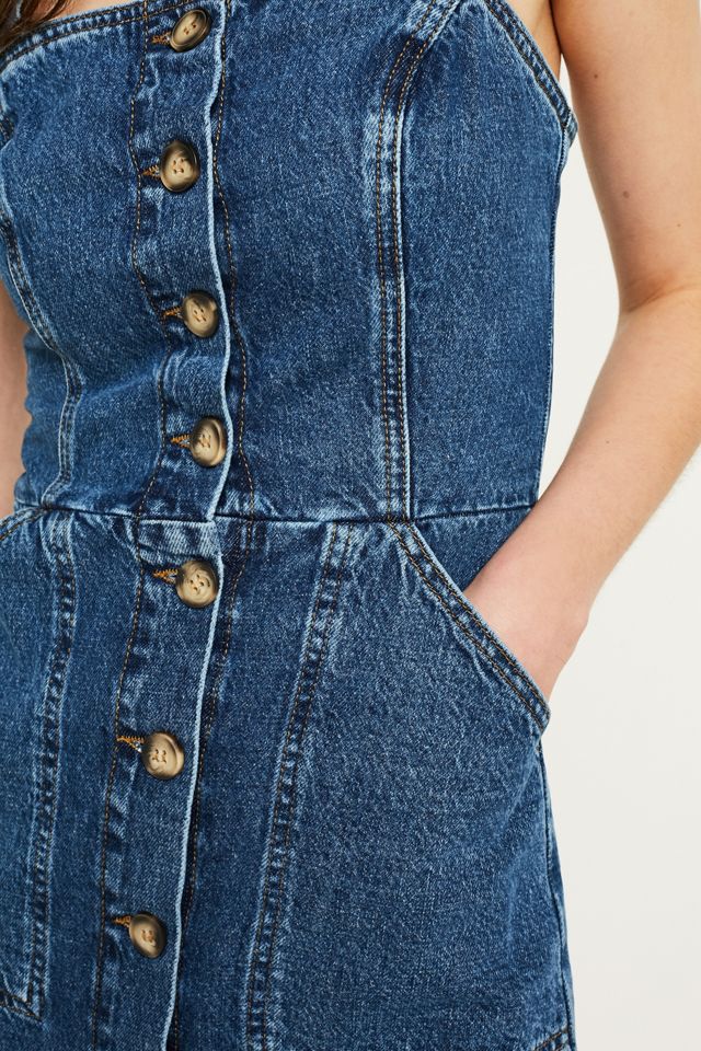 UO Denim Button-Through Pinafore Abito #2