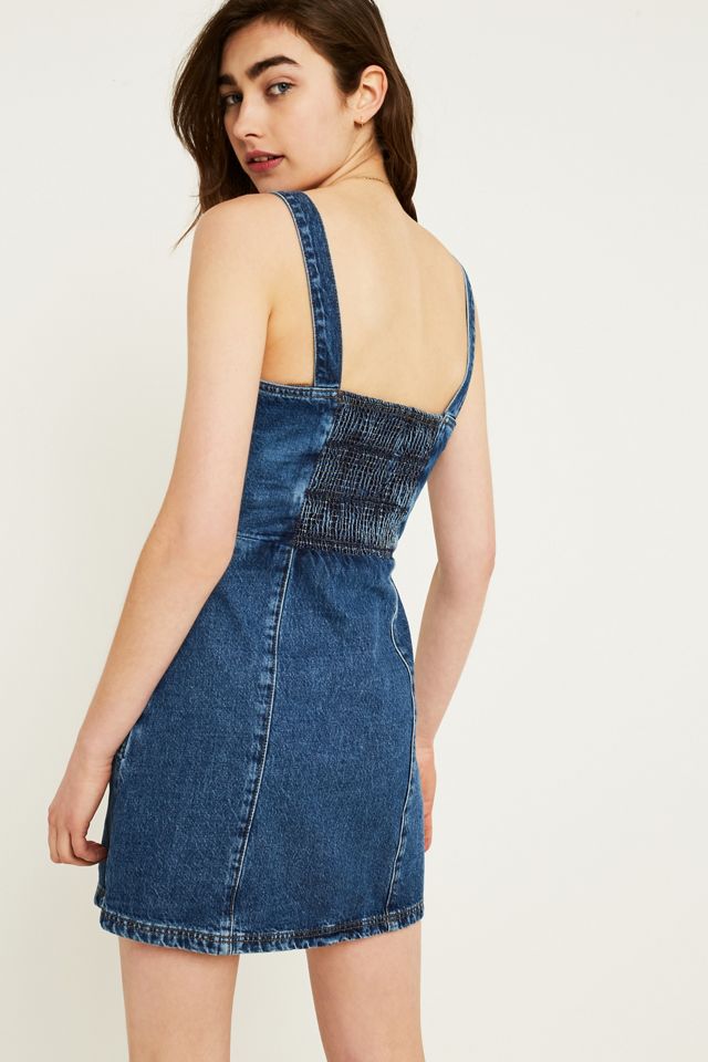 UO Denim Button-Through Pinafore Abito #3