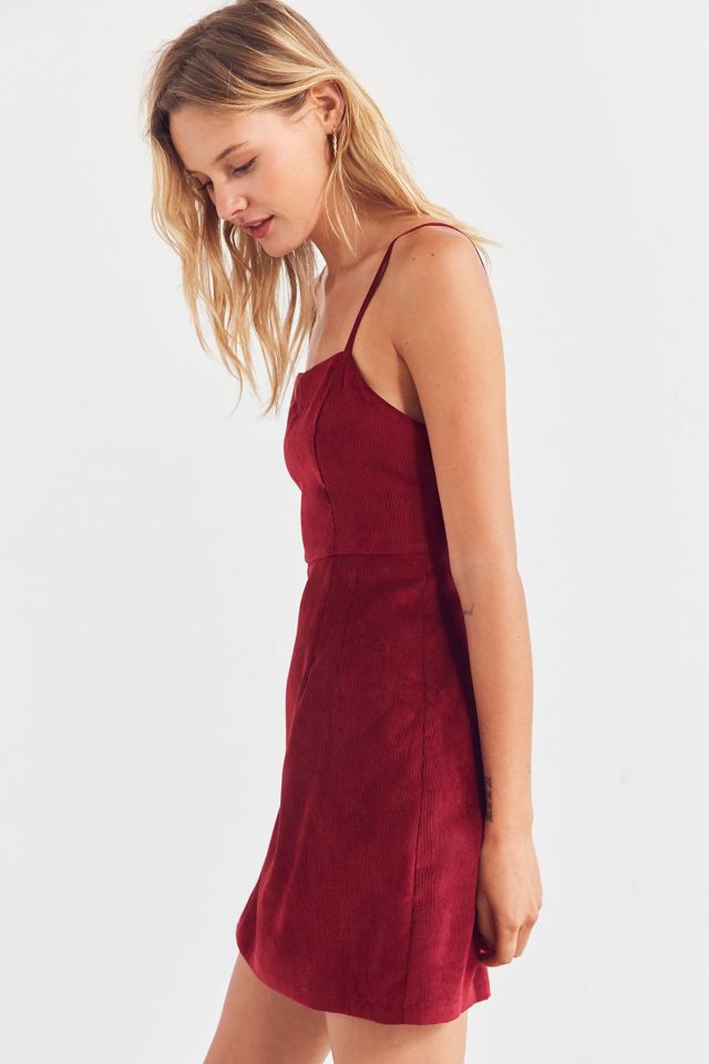 Urban Outfitters Red Corduroy Straight-Neck Mini Dress #4