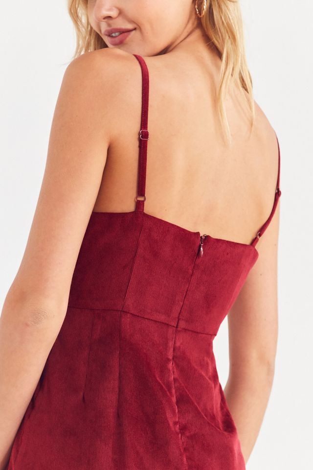 Urban Outfitters Red Corduroy Straight-Neck Mini Dress #5