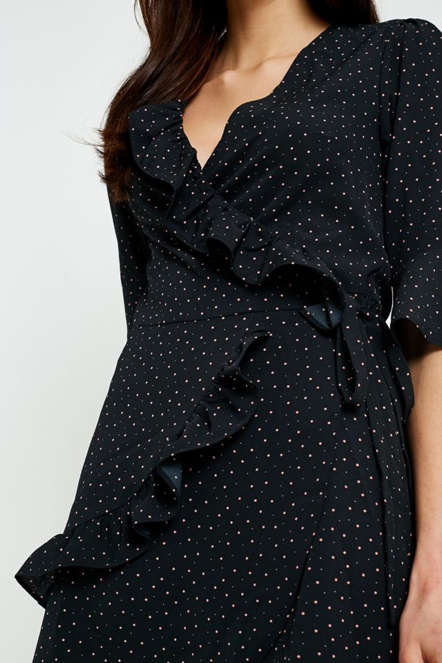UO Polka Dot Ruffle Wrap Dress #1