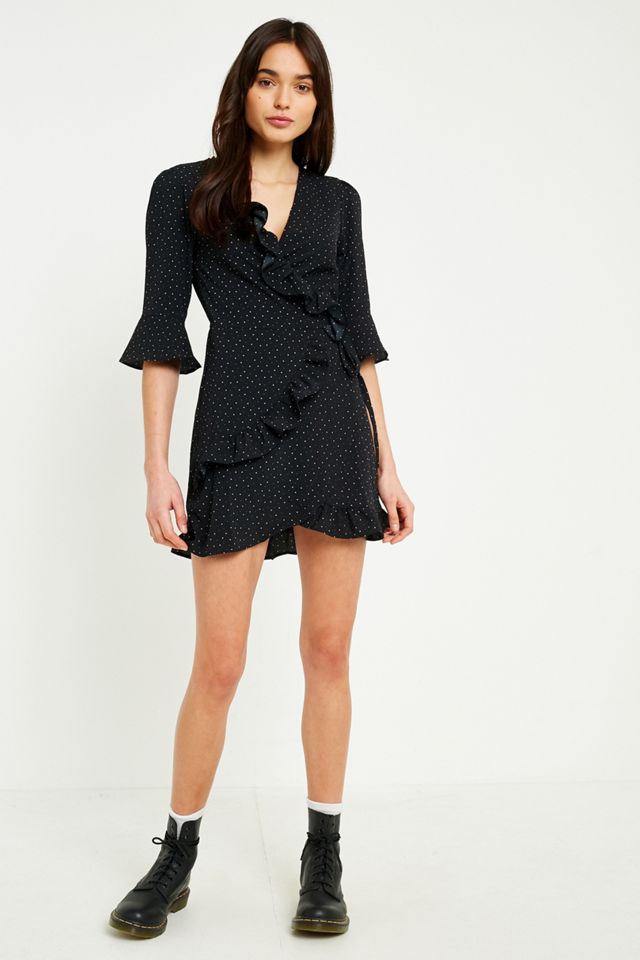 UO Polka Dot Ruffle Wrap Dress #4