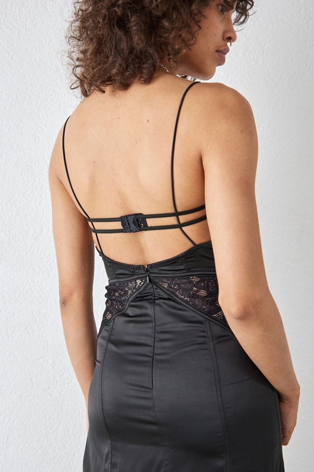 Robe longue bustier en satin et dentelle UO Vixen #1