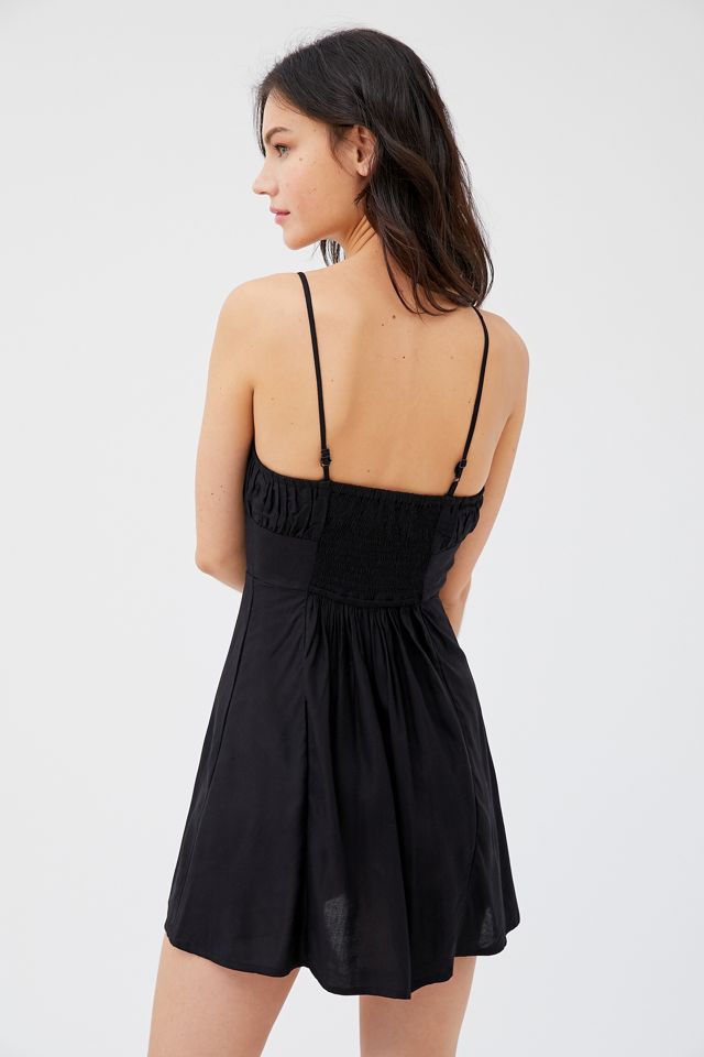 UO Kamaryn Black Tie-Front Mini Dress #2