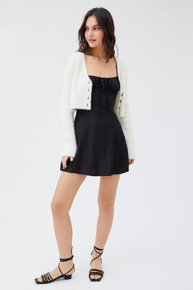 UO Kamaryn Black Tie-Front Mini Dress #3
