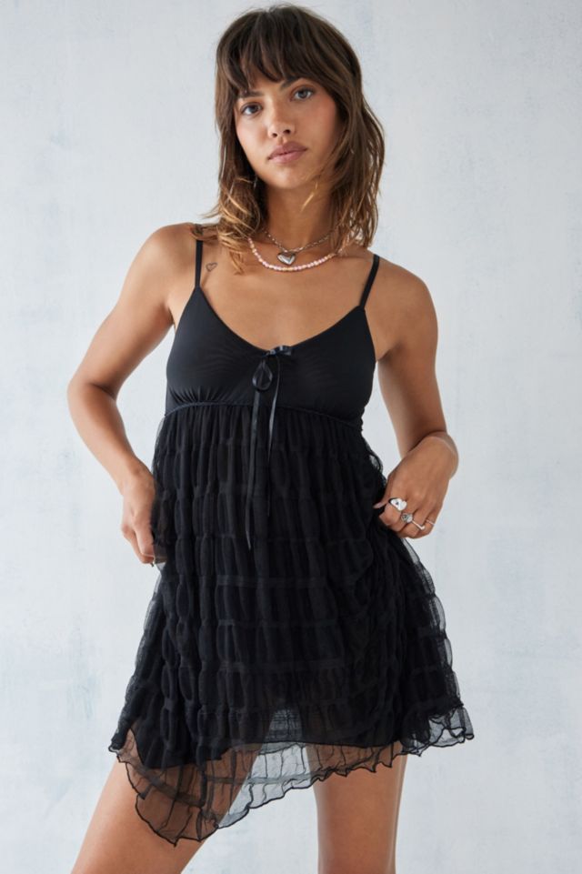 UO Scarlett Plisse Mesh Mini Dress | Urban Outfitters UK