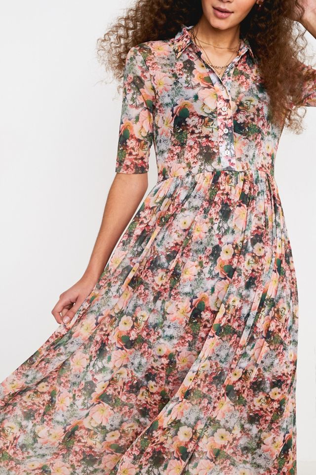 UO Lydia Floral Mesh Maxi Dress #2