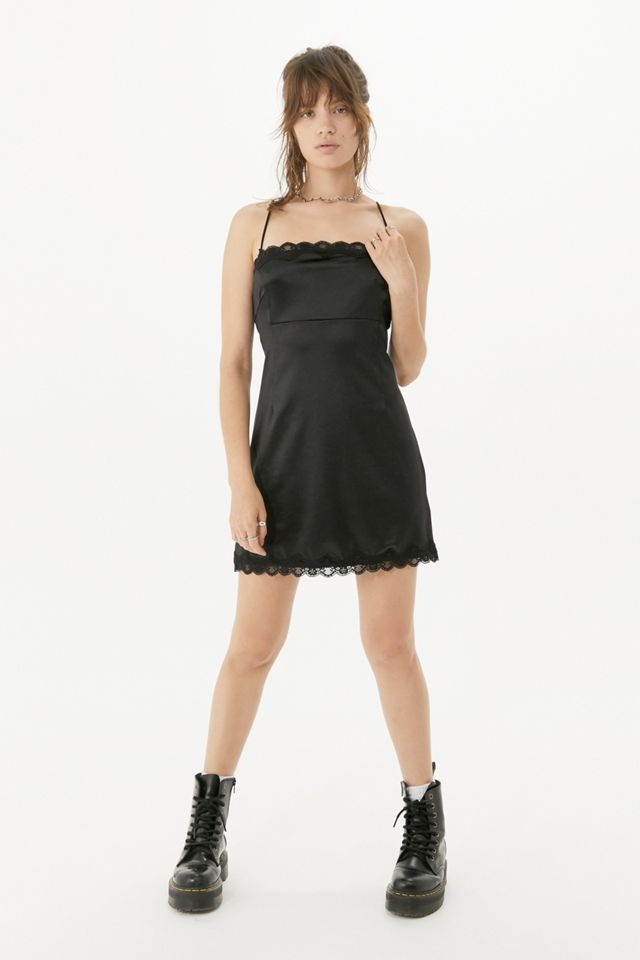 uo lanni lace trim mini dress Olyra Lace Trim Mini Dress Black | White | Black | White | Womens main image 0
