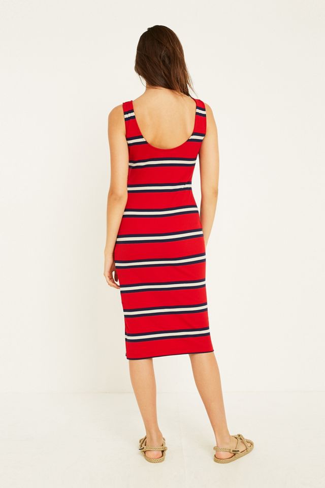 UO Addy Stripe Snap-Button Bodycon Midi Dress | Urban Outfitters UK