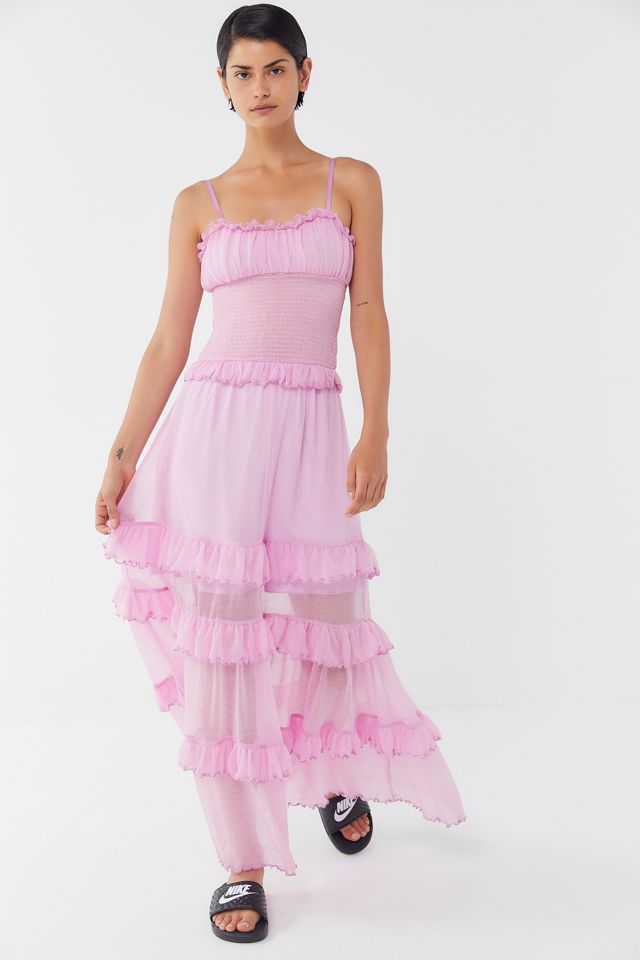 UO Tampa Sheer Tiered Ruffle Maxi Vestido | Urban Outfitters ES