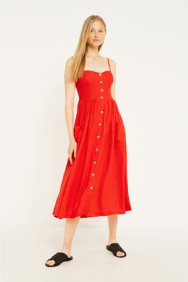 urban outfitters red midi dress