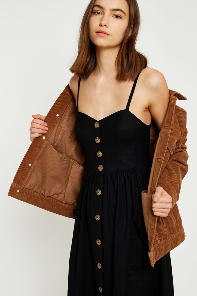 UO Emilia Black Button-Through Midi Dress #4