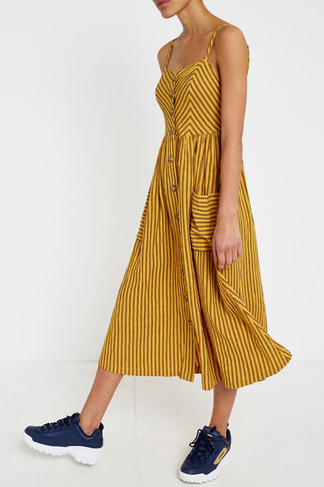 UO Emilia Striped Button-Through Midi Dress #2