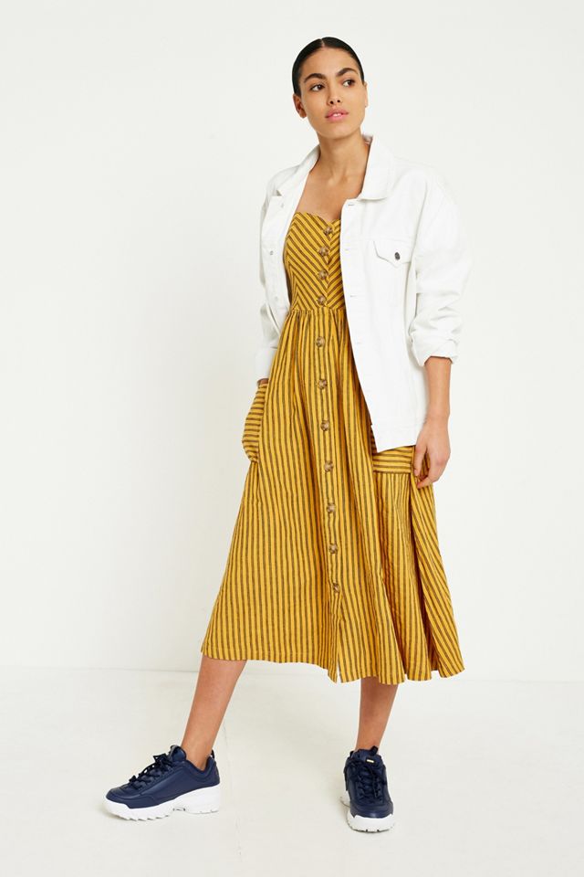 UO Emilia Striped Button-Through Midi Dress #4