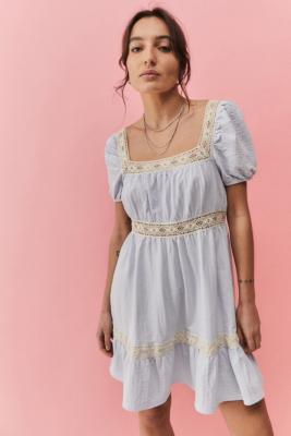 UO Lace-Trim Prairie Mini Dress | Urban ...