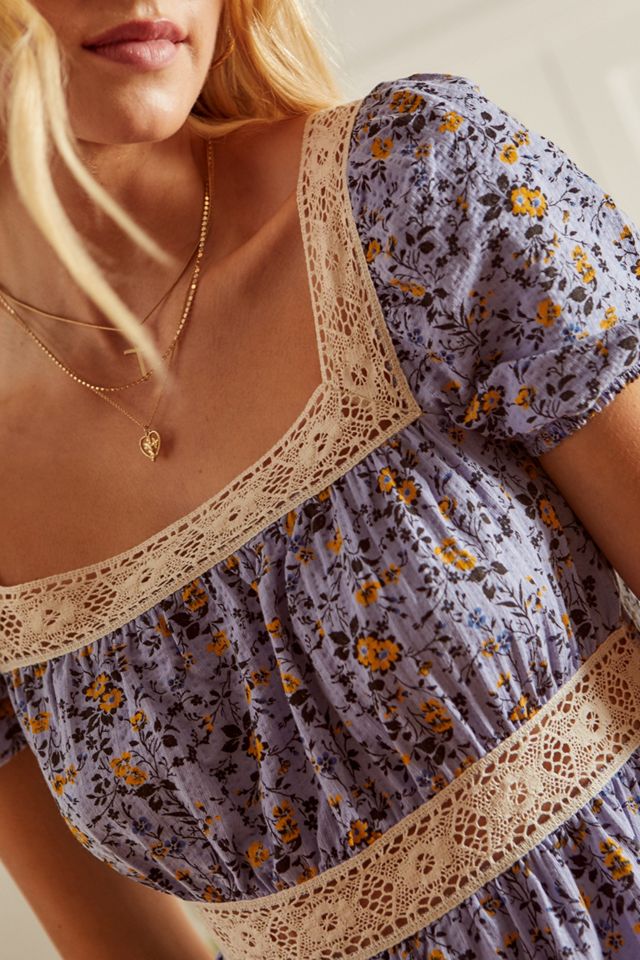 UO Blue Floral Prairie Mini Dress #1