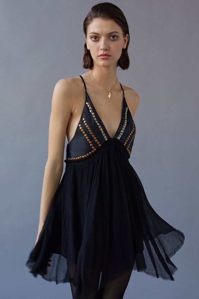 UO Moss Rocker Studded Mini Dress | Urban Outfitters UK