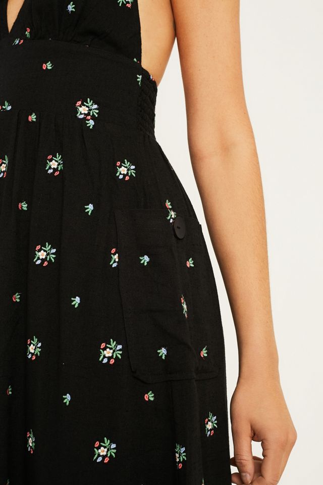 UO Betsey Embroidered Halter Midi Dress #3