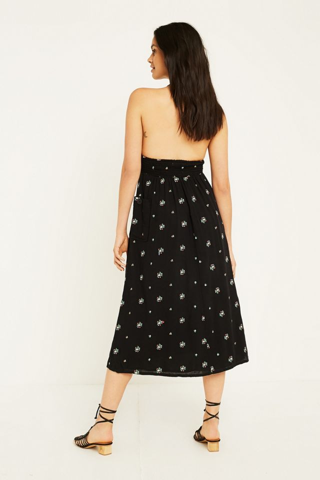 UO Betsey Embroidered Halter Midi Dress #4