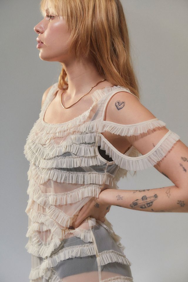 UO Anderson Sheer Ruffle Midi Dress #1