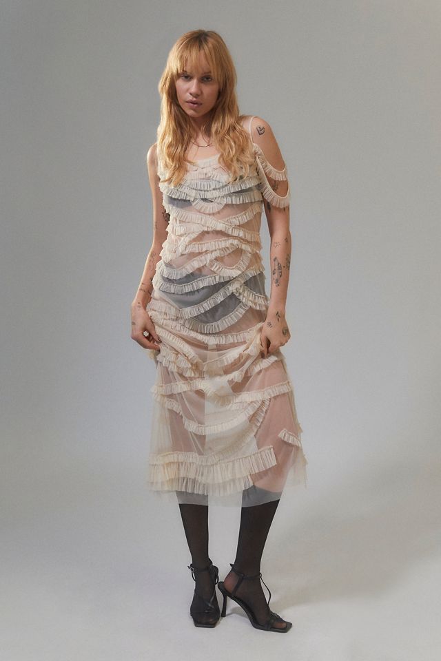 UO Anderson Sheer Ruffle Midi Dress #2