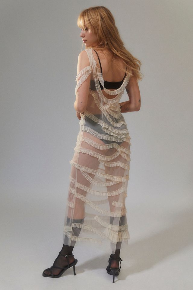 UO Anderson Sheer Ruffle Midi Dress #3