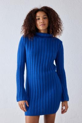 roll neck knit mini dress