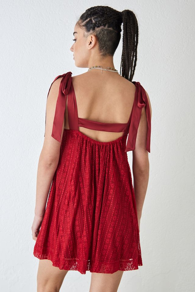 UO Stella Lace Babydoll Mini Dress | Urban Outfitters UK