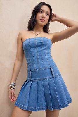 Ellie Denim Bandeau Mini Dress en taille: TTP - Silence + Noise - Modalova