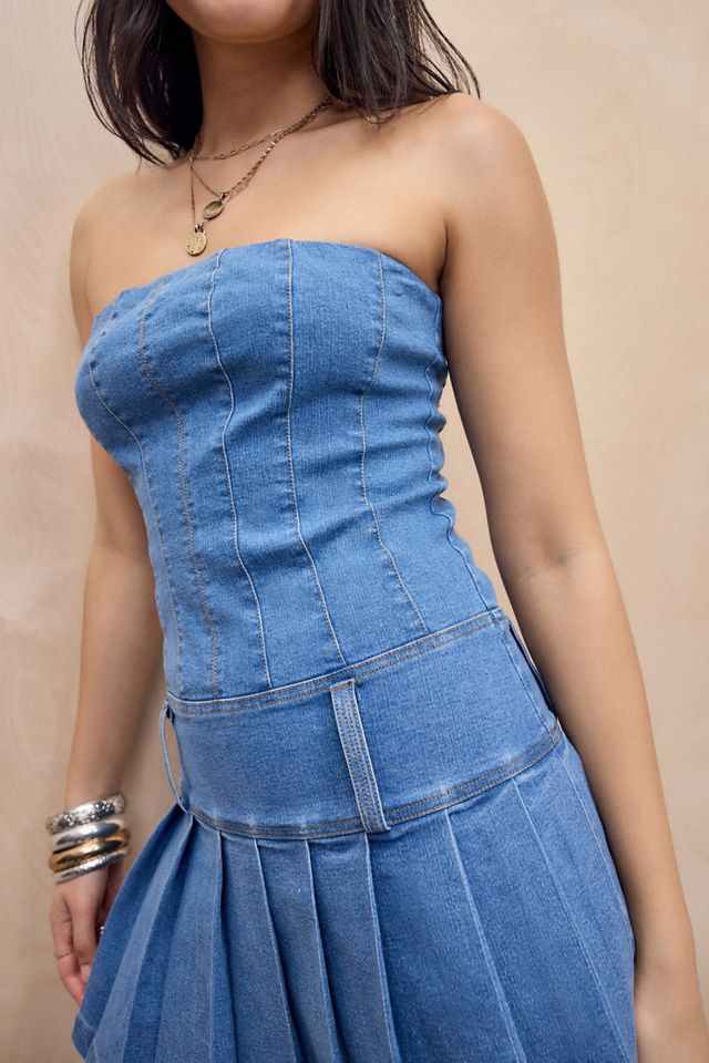 Silence + Noise Ellie Denim Bandeau Mini Dress #2