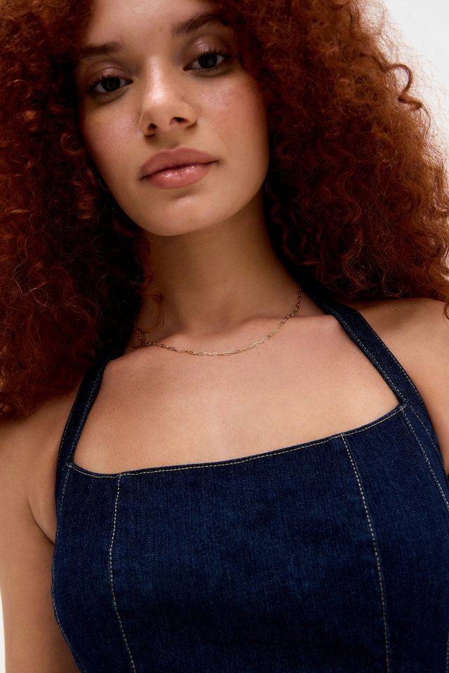 Silence + Noise Peyton Halterneck Denim Mini Dress #2