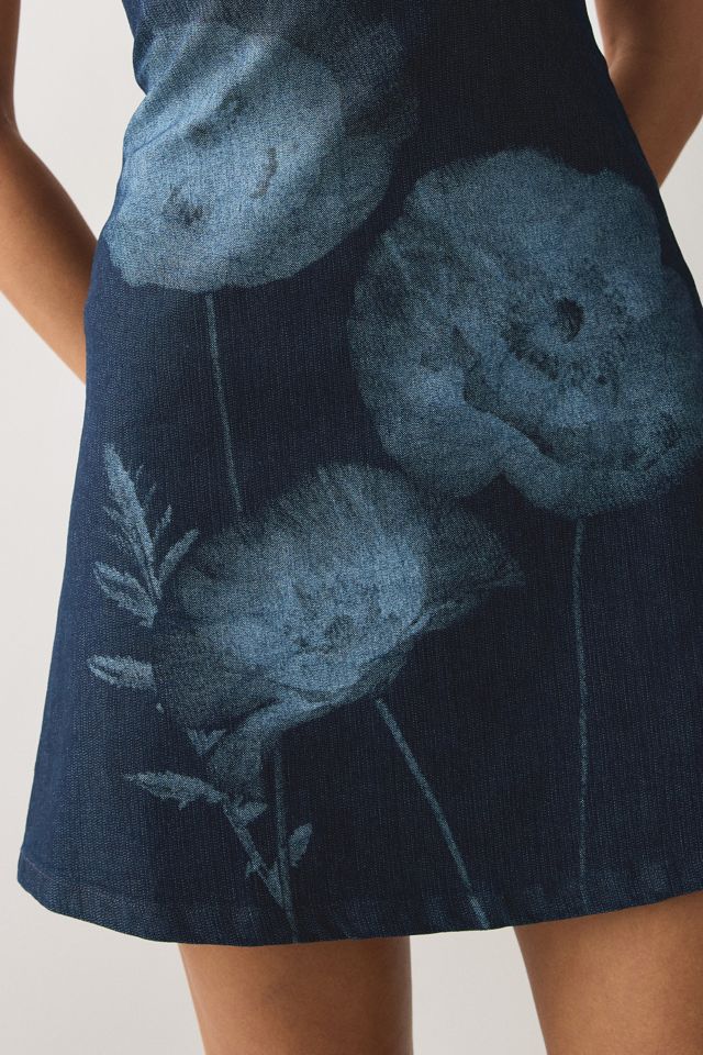 Kimchi Blue Flowerbeds Halter Denim Mini Dress | Urban Outfitters UK