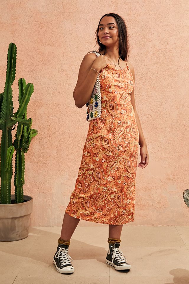 UO Printed Mallory Cowl Midi Dress