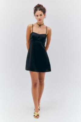 Light Before Dark Bella Bow Tie-Back Mini Dress - Black 2XS at Urban Outfitters