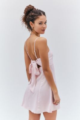 Noisy May Deep Pink Satin Strappy Mini Slip Dress