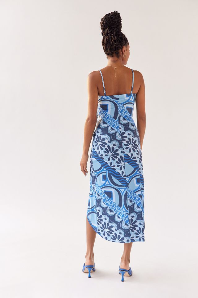UO Solana Spliced Stripe Printed Split-Hem Midi Dress #1